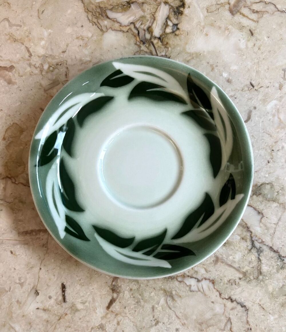 Vintage Jackson China Coffee/Tea Saucer Green Leaves Thanksgiving Christmas USA